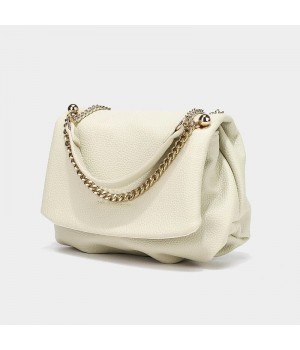 White Shoulder Bag With Chain Strap